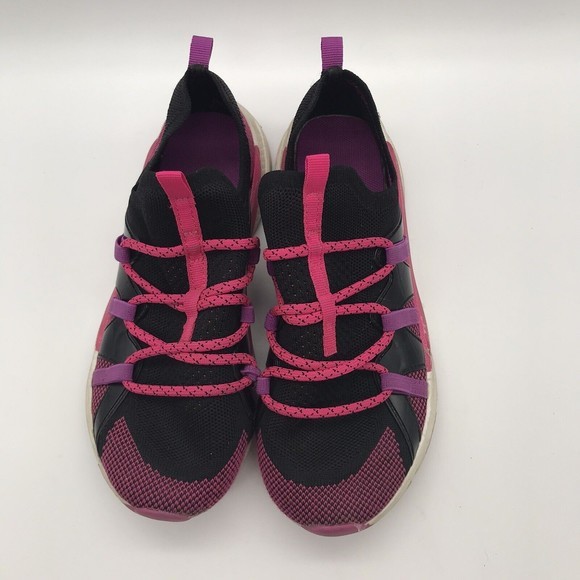 Athletic Works Knit Cage Sneaker Girls 3M Slip On Pink & Black Running Shoes - Picture 6 of 9